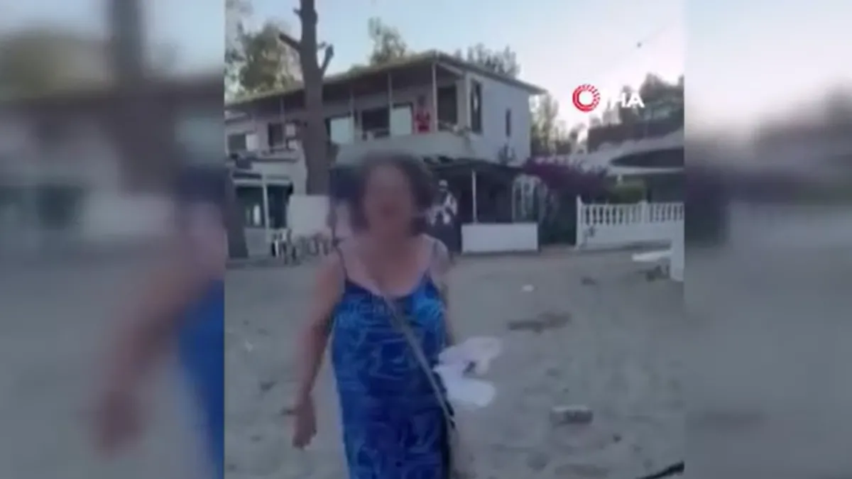 İzmir'de plajda yaşlı kadın anne ve kıza saldırdı